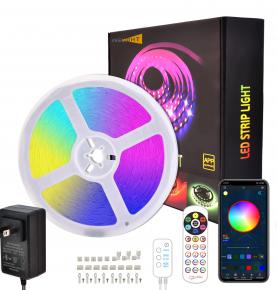 FEELIGHT 50ft LED Lights for Bedroom, Bluetooth RGB 5050 LED Strip Lights Kit Music Sync Color Changing Led Tape Lights with App Remote for Bedroom, Party, Home Decor - 副本